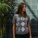 Neo Noir - Gia Check Knit Blouse - Dark Taupe