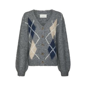 Neo Noir - Beleney Small Check Fluff Cardigan - Dark Grey