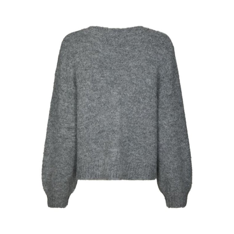 Neo Noir - Beleney Small Check Fluff Cardigan - Dark Grey