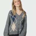 Neo Noir - Beleney Small Check Fluff Cardigan - Dark Grey