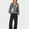 Neo Noir - Beleney Small Check Fluff Cardigan - Dark Grey
