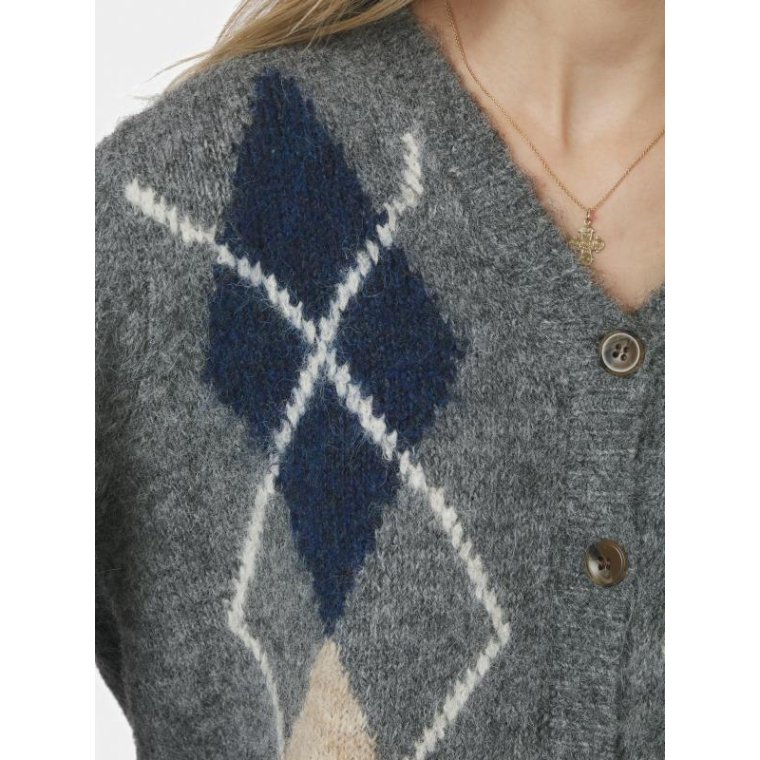 Neo Noir - Beleney Small Check Fluff Cardigan - Dark Grey
