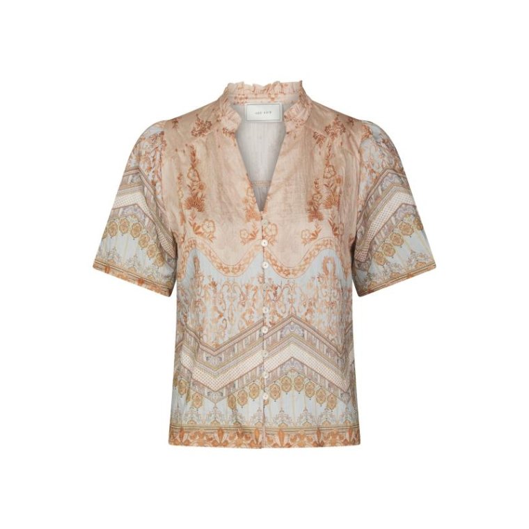 Neo Noir - Torana Flower Border Blouse - Flower Peach