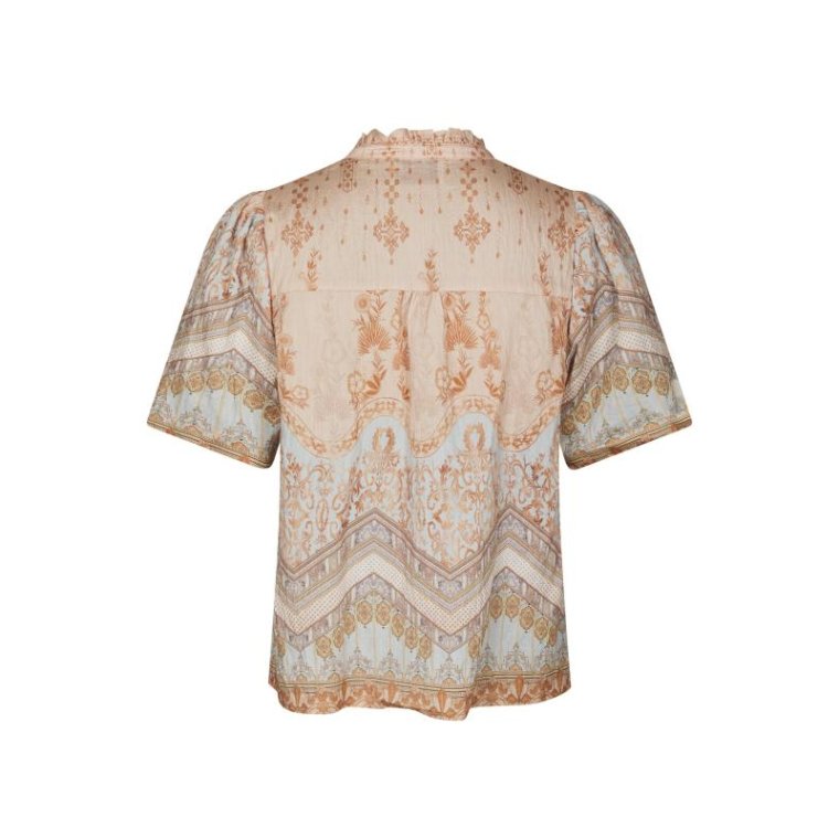 Neo Noir - Torana Flower Border Blouse - Flower Peach