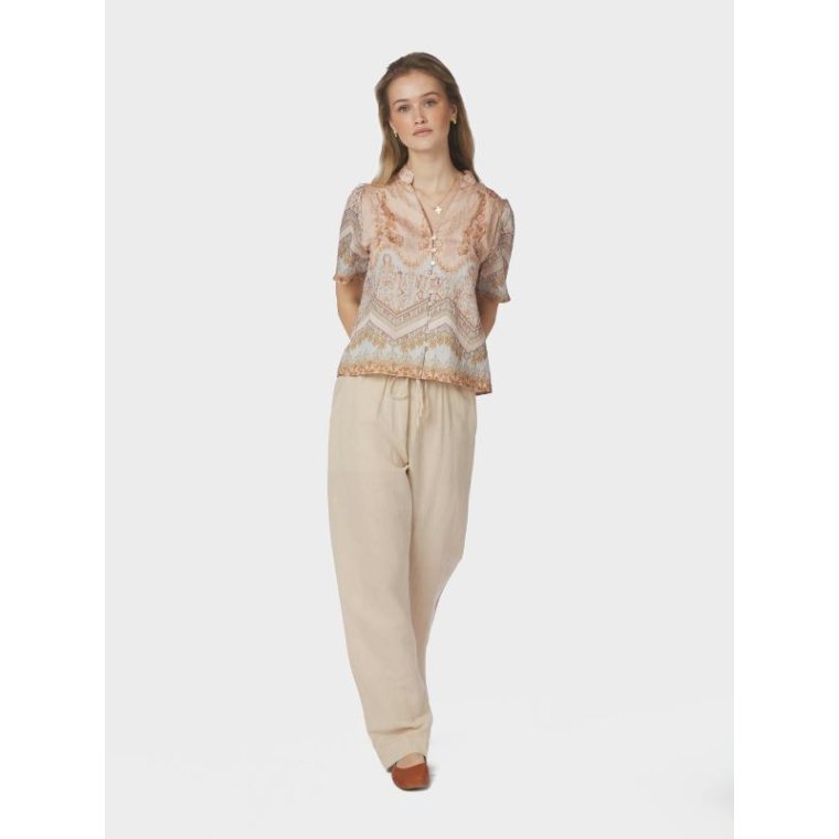 Neo Noir - Torana Flower Border Blouse - Flower Peach