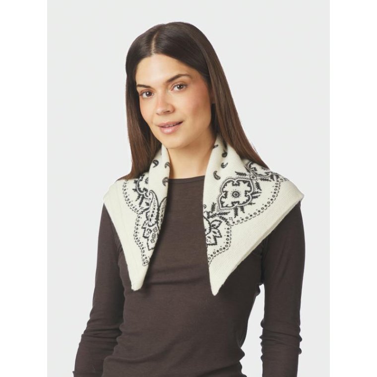 Neo Noir - Adelina Paisley Knit Scarf - Off White