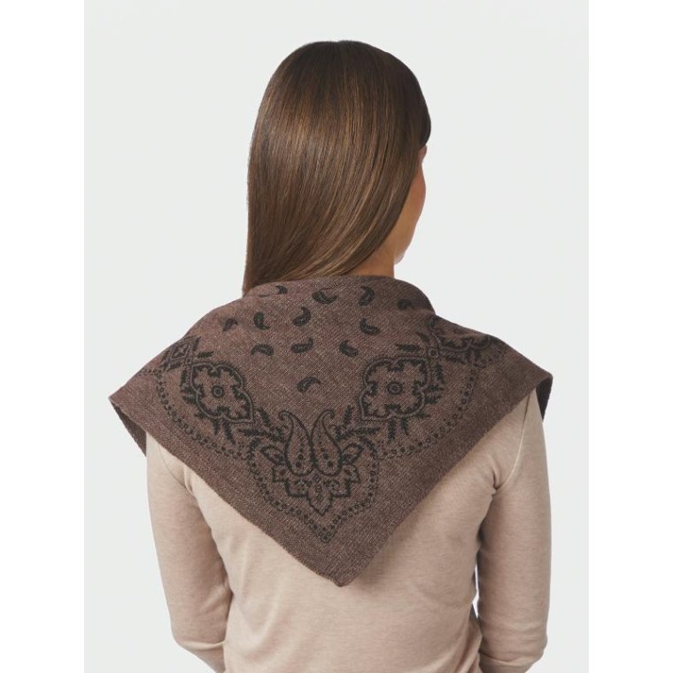 Neo Noir - Adelina Paisley Knit Scarf - Brown Melange