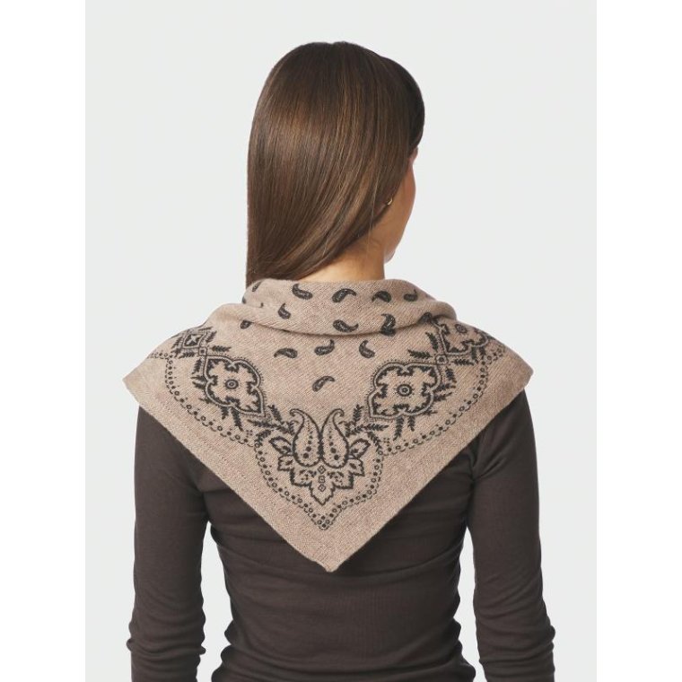 Neo Noir - Adelina Paisley Knit Scarf - Beige Melange