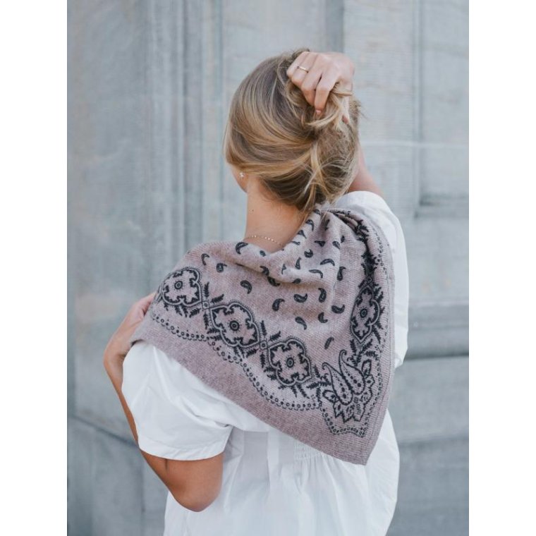 Neo Noir - Adelina Paisley Knit Scarf - Beige Melange