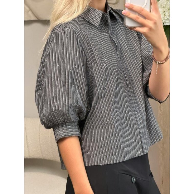 Neo Noir - Etta Stripe B Shirt - Dark Grey