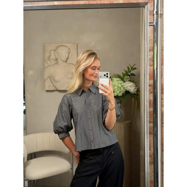 Neo Noir - Etta Stripe B Shirt - Dark Grey