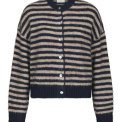 Neo Noir - Isana Stripe Fluffy Knit Cardigan - Navy striped