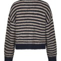Neo Noir - Isana Stripe Fluffy Knit Cardigan - Navy striped