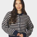Neo Noir - Isana Stripe Fluffy Knit Cardigan - Navy striped
