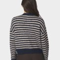 Neo Noir - Isana Stripe Fluffy Knit Cardigan - Navy striped