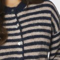 Neo Noir - Isana Stripe Fluffy Knit Cardigan - Navy striped