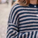 Neo Noir - Isana Stripe Fluffy Knit Cardigan - Navy striped