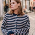 Neo Noir - Isana Stripe Fluffy Knit Cardigan - Navy striped