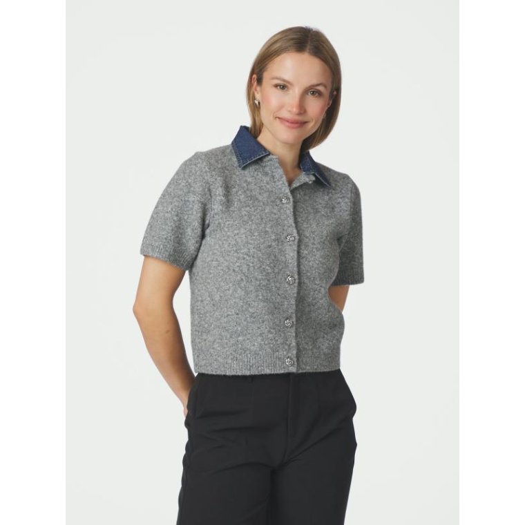 Neo Noir - Amoria Knit Cardigan - Grey melange