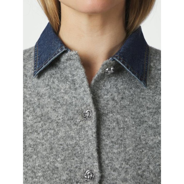 Neo Noir - Amoria Knit Cardigan - Grey melange