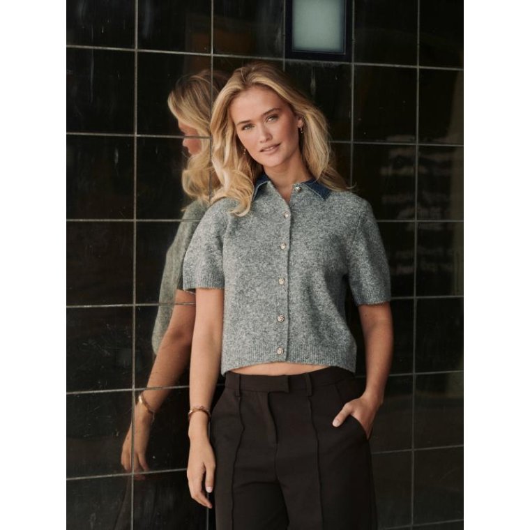 Neo Noir - Amoria Knit Cardigan - Grey melange