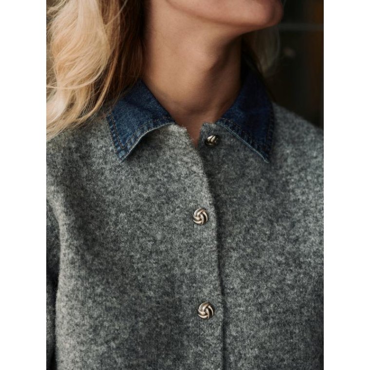 Neo Noir - Amoria Knit Cardigan - Grey melange
