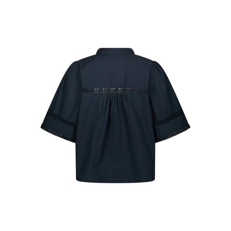 Neo Noir - Lotte C Poplin Shirt - Navy