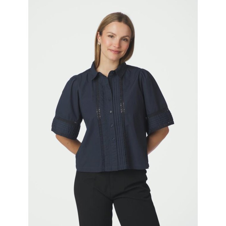 Neo Noir - Lotte C Poplin Shirt - Navy