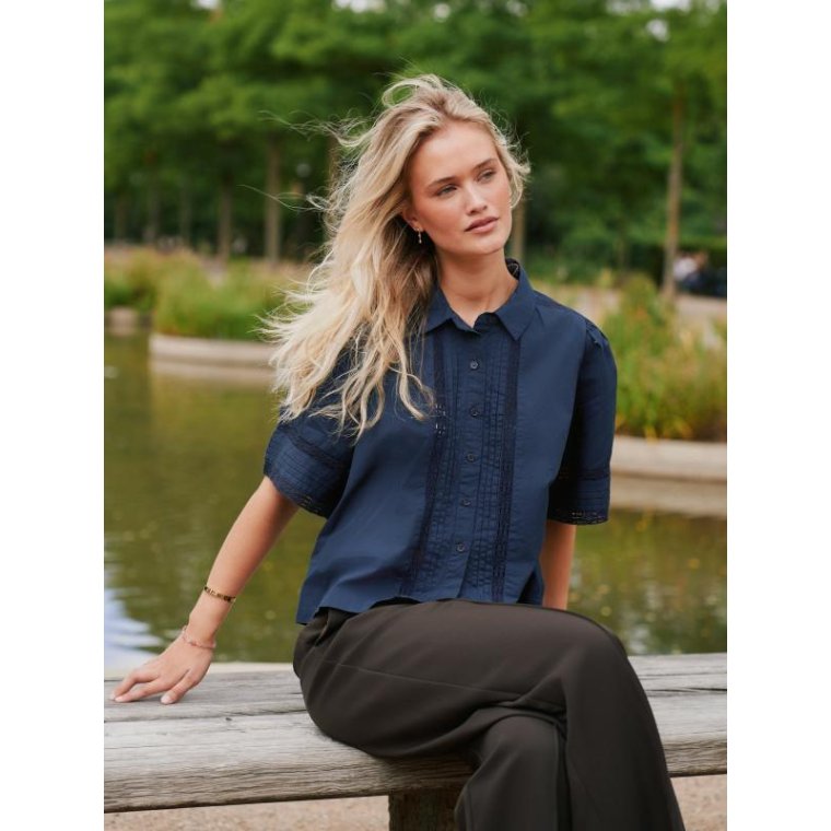Neo Noir - Lotte C Poplin Shirt - Navy