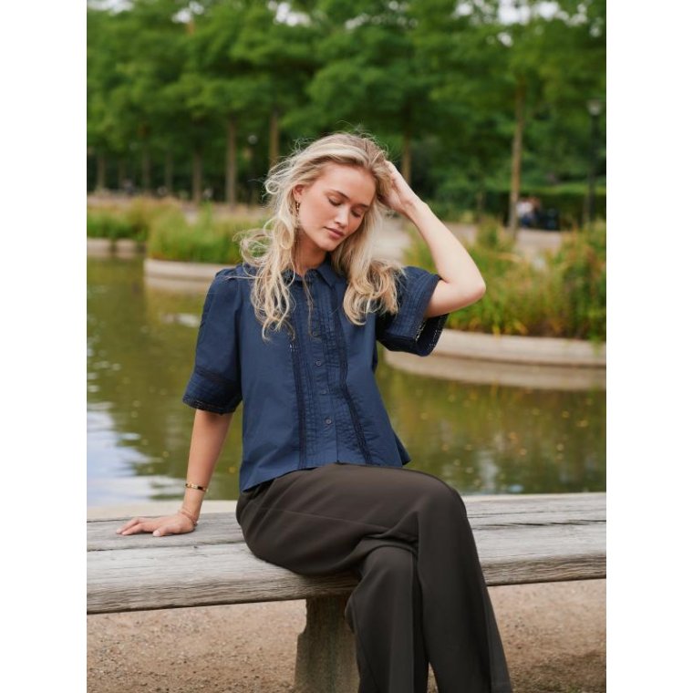 Neo Noir - Lotte C Poplin Shirt - Navy