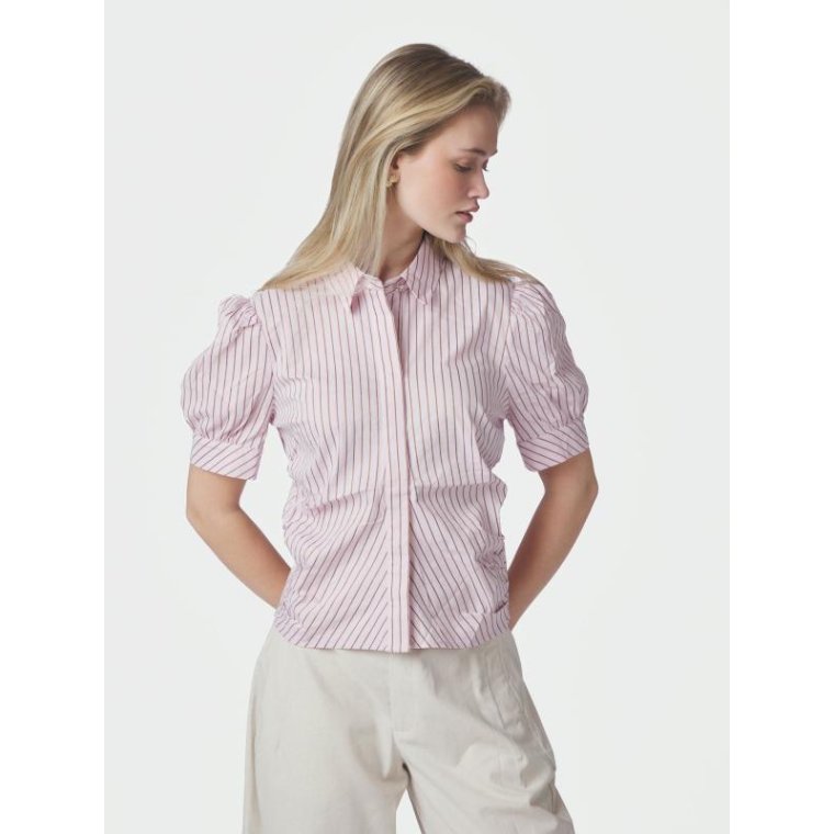 Neo Noir - Frannie Structure Stripe Shirt - Light pink