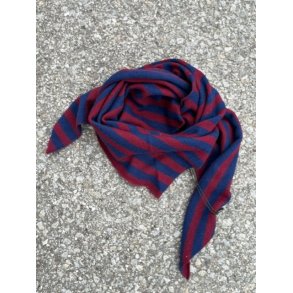 LULU�S LOVE - Cashmere small striped scarf - wine/blue