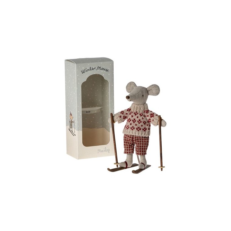 MAILEG - Vintermus med skist - Far eller Mor