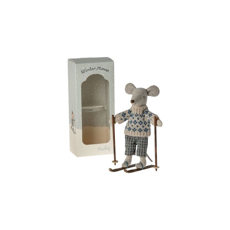 MAILEG - Vintermus med skist - Far eller Mor