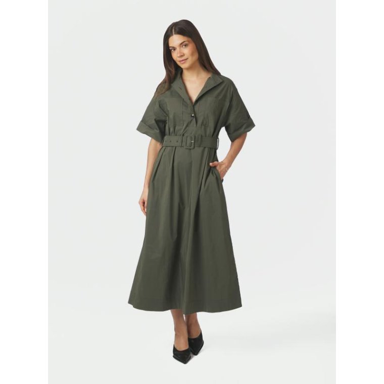 Neo Noir - Cina Poplin Dress - Army