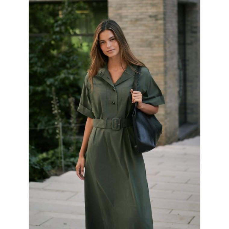 Neo Noir - Cina Poplin Dress - Army