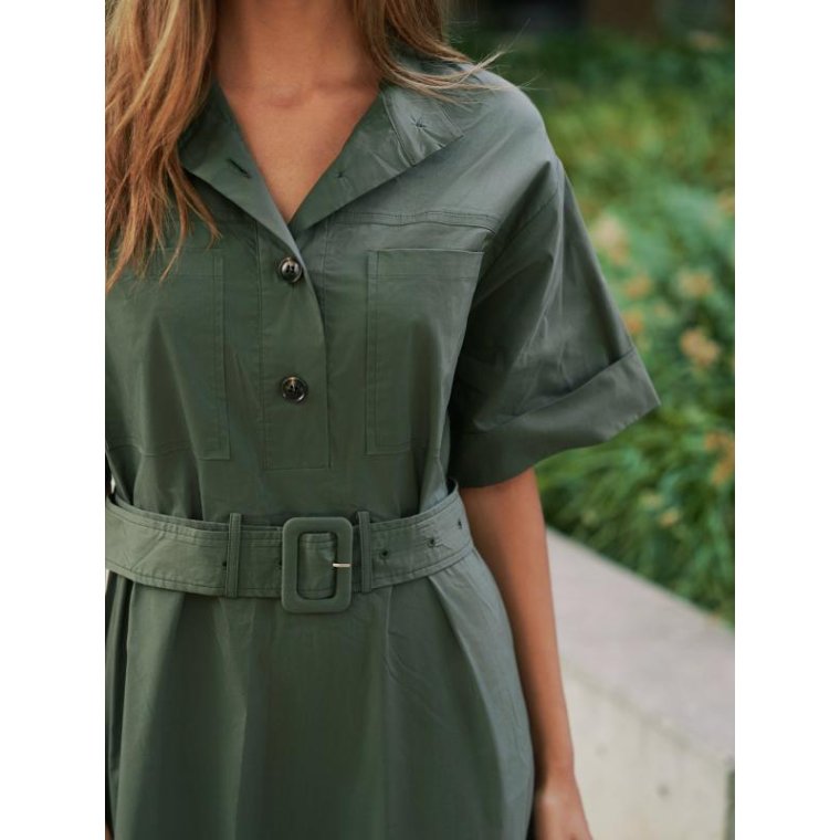 Neo Noir - Cina Poplin Dress - Army