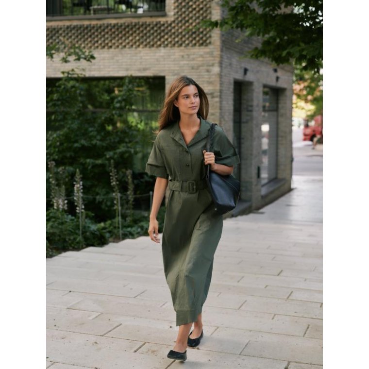 Neo Noir - Cina Poplin Dress - Army