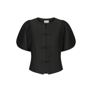 Neo Noir - Anela Mandarin Dull Satin Blouse - Black