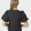 Neo Noir - Anela Mandarin Dull Satin Blouse - Black