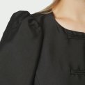 Neo Noir - Anela Mandarin Dull Satin Blouse - Black