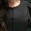 Neo Noir - Anela Mandarin Dull Satin Blouse - Black