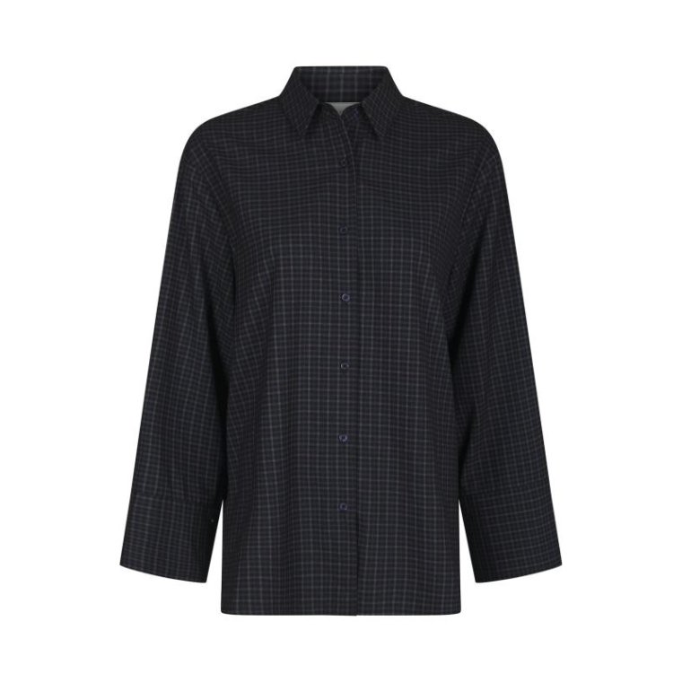 Neo Noir - Dita Check Shirt - DARK BLUE