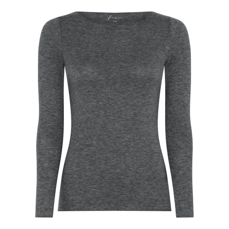 FRAU - Lima cashmere boatneck top - Dark Grey Melange