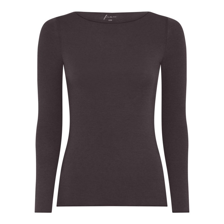 FRAU - Lima cashmere ls boatneck top - Chocolate Torte