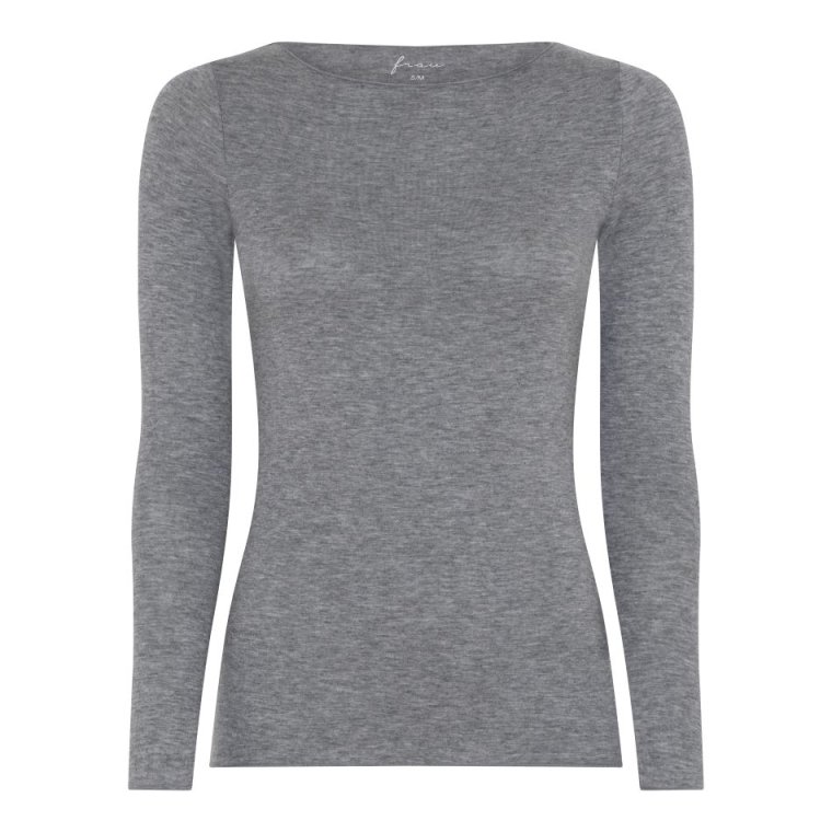 FRAU - Lima cashmere boatneck top - Medium grey melange