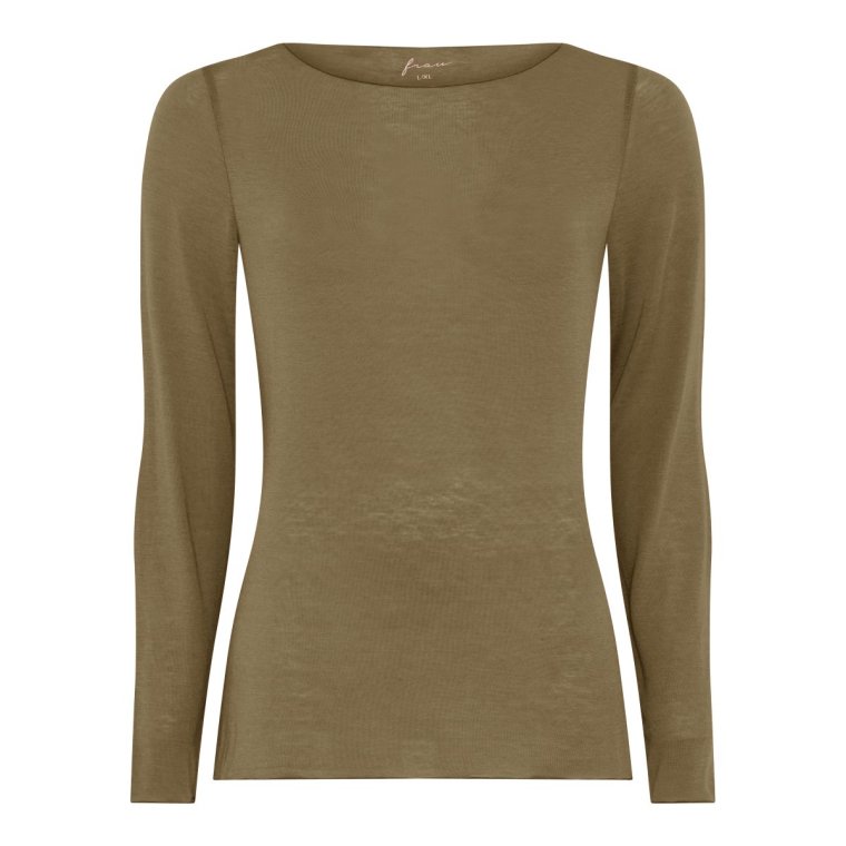 FRAU - Lima cashmere boatneck top - Military Olive