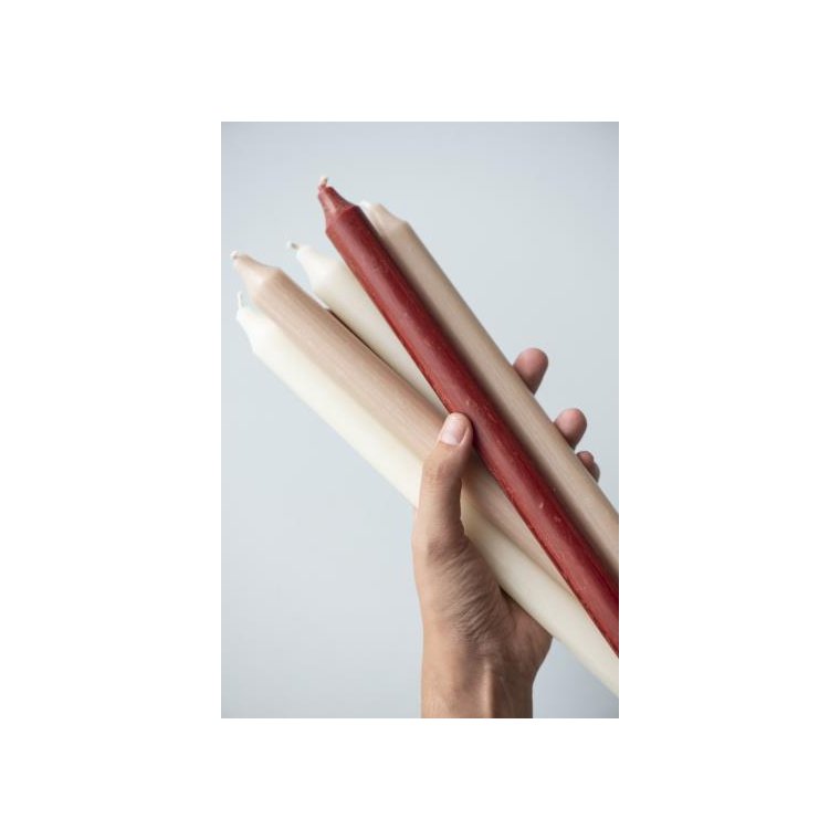 Ib Laursen - Kronelys bordeaux rustik lang - 4 stk.