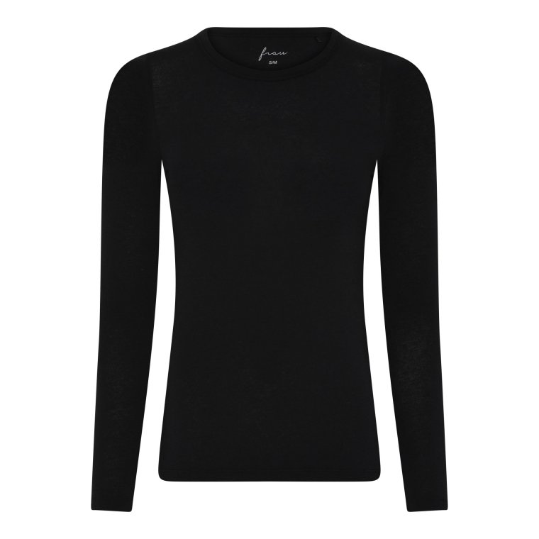 Frau - Lucca cashmere ls o-neck top - Black