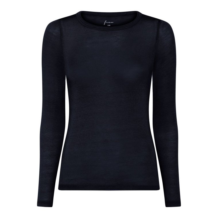 Frau - Lucca cashmere ls o-neck top - Dark Navy